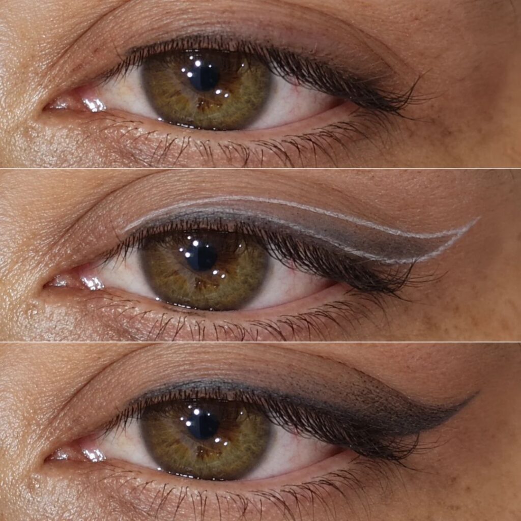 Σχέδιο της γραμμής του eyeliner πάνω στο βλέφαρο πριν το Μόνιμο Μακιγιάζ ματιών, Permabliss Θεσσαλονίκη